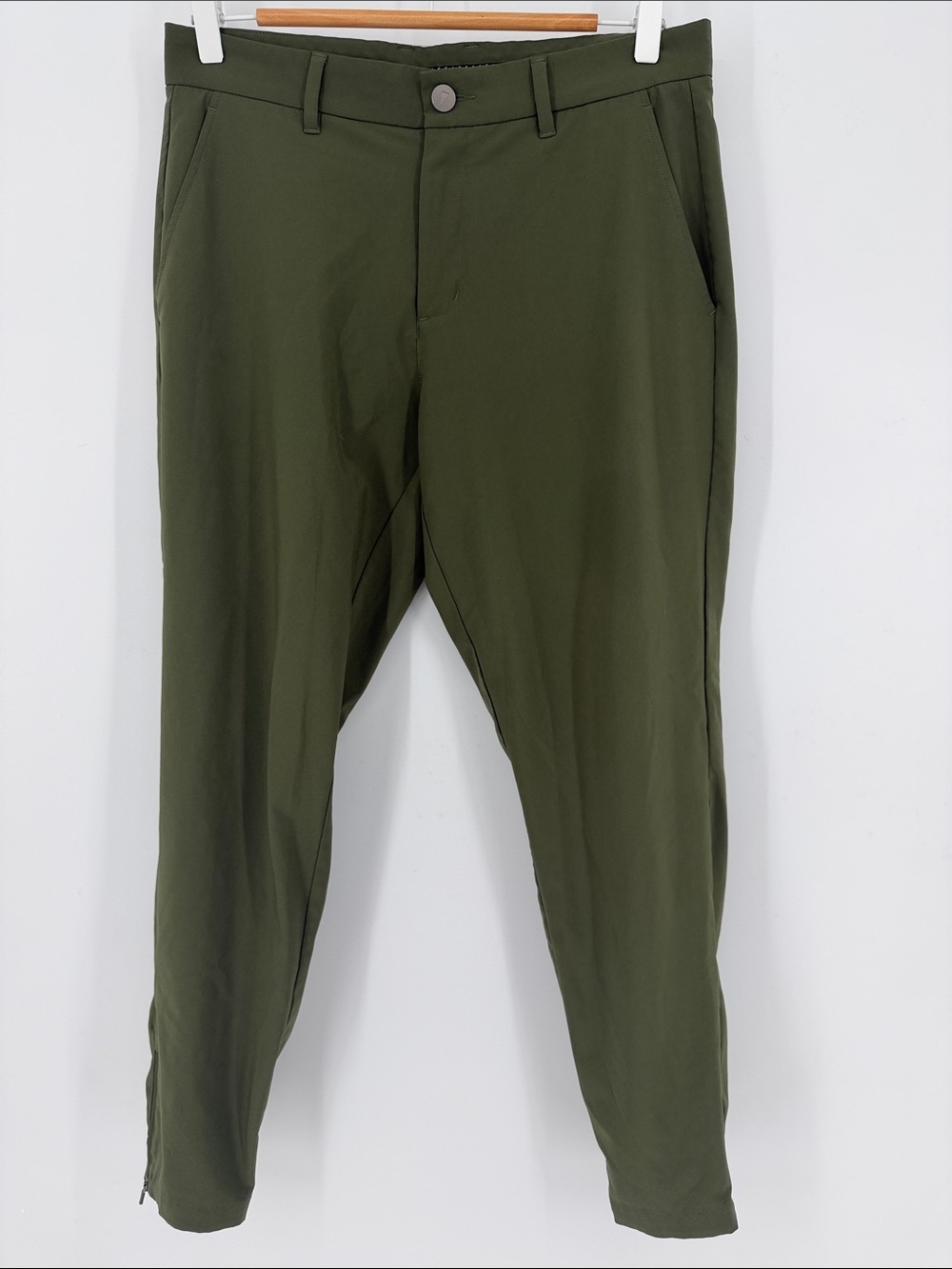Primo Men’s 32 Short Olive Green Performance Golf Pants Ankle Zip Stretch